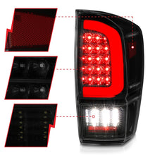 Load image into Gallery viewer, ANZO 16-21 Toyota Tacoma LED Tail Lights - w/ Light Bar Sequential Black Housing & Smoke Lens