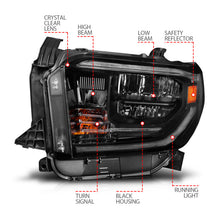 Load image into Gallery viewer, ANZO 14-21 Toyota Tundra (OE Halogen w/LED DRL) LED Crystal Headlights w/ Switchback & DRL - Blk