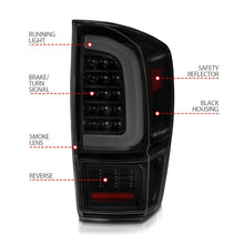 Load image into Gallery viewer, ANZO 16-21 Toyota Tacoma LED Tail Lights - w/ Light Bar Sequential Black Housing & Smoke Lens