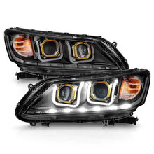 Load image into Gallery viewer, ANZO 2013-2015 Honda Accord (4dr ONLY) Projector Headlights w/ U-Bar Black