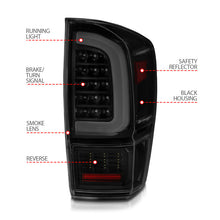 Load image into Gallery viewer, ANZO 16-21 Toyota Tacoma LED Tail Lights - w/ Light Bar Sequential Black Housing & Smoke Lens