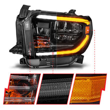 Load image into Gallery viewer, ANZO 14-21 Toyota Tundra (OE Halogen w/LED DRL) LED Crystal Headlights w/ Switchback & DRL - Blk