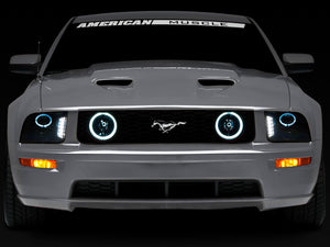 Raxiom 05-09 Ford Mustang w/ Halogen LED Halo Prjctr Headlights-Blk Hsng(Smoked Lens Exclude GT500)