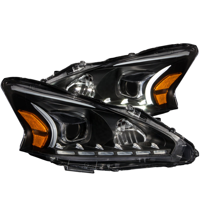 ANZO 2013-2014 Nissan Altima Projector Headlights w/ Plank Style Design Black