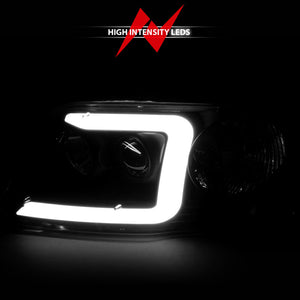 ANZO 1997-2003 Ford F-150 Projector Headlights w/ Light Bar Black Housing