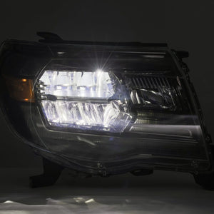 AlphaRex 05-11 Toyota Tacoma LUXX Crystal Headlights Plank Style Chrome w/Activation Light/DRL