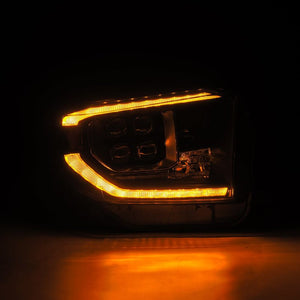 AlphaRex 14-21 Toyota Tundra NOVA-Series LED Proj Headlights Blk w/Actv Light & Seq. Sig + DRL