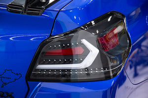 OLM Evolution Tail Lights (Clear Lens, Black Base, White Bar) - 15+ WRX / STI