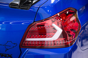 OLM Evolution Tail Lights (Clear Lens, Red Base, White Bar) - 15+ WRX / STI