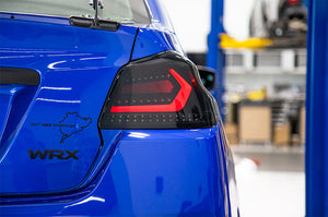 OLM Evolution Tail Lights (Smoked Lens, Black Base, White Bar) - 15+ WRX / STI