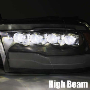 AlphaRex 09-18 Dodge Ram 1500HD NOVA LED Projector Headlights Plank Style Design Gloss Black w/DRL