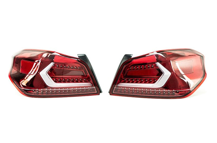 OLM Evolution Tail Lights (Clear Lens, Red Base, White Bar) - 15+ WRX / STI