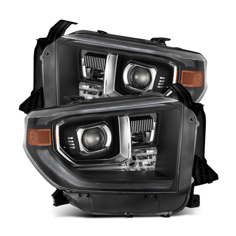 AlphaRex 14-21 Toyota Tundra LUXX-Series LED Proj Headlights Blk w/Actv Light & Seq. Sig + DRL