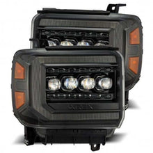 Load image into Gallery viewer, AlphaRex 14-18 GMC Sierra NOVA LED Proj Headlights Plnk Style Alpha Blk w/Activ Light/Seq Signal/DRL