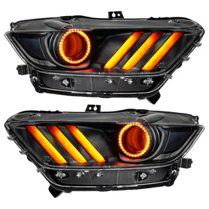 Oracle 15-17 Ford Mustang Dynamic RGB+A Pre-Assembled Headlights - Black Edition - SEE WARRANTY