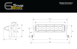 Diode Dynamics 6 In LED Light Bar Single Row Straight SS6 - Amber Wide Light Bar (Pair)