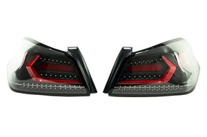 OLM Evolution Tail Lights (Clear Lens, Black Base, Red Bar) - 15+ WRX / STI