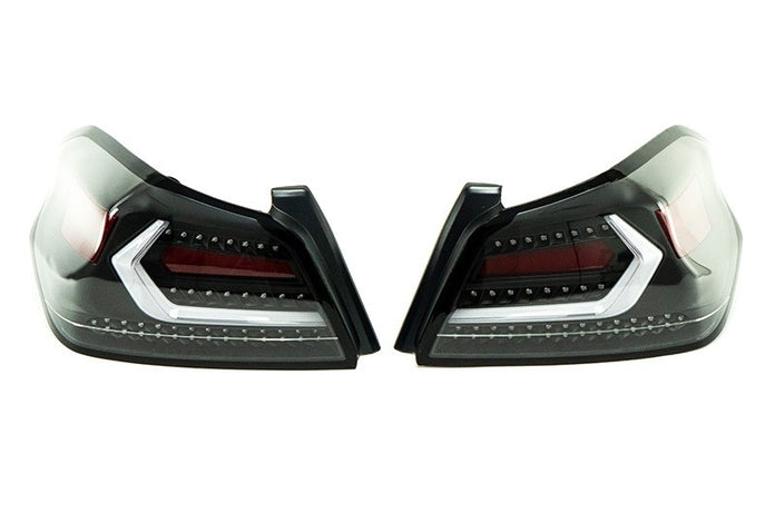 OLM Evolution Tail Lights (Clear Lens, Black Base, White Bar) - 15+ WRX / STI