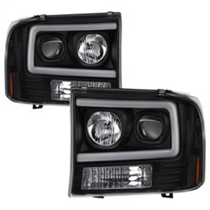 Spyder 99-04 Ford F250 Super Duty Projector Headlights - Light Bar - Black PRO-YD-FF25099V2-LB-BK