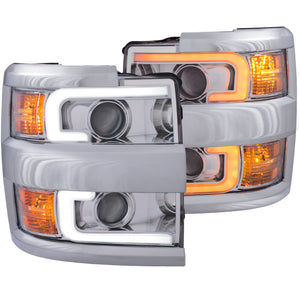 ANZO Projector Headlights 15-17 Chevrolet Silverado 2500HD / 3500HD Chrome w/ Chrome Rim