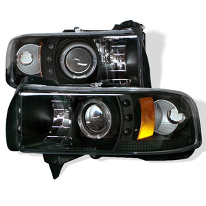 Spyder Dodge Ram 1500 94-01 94-02 Projector Headlights LED Halo LED Blk PRO-YD-DR94-HL-AM-BK