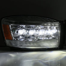 Load image into Gallery viewer, AlphaRex 06-08 Dodge Ram 1500HD NOVA LED Proj Headlights Plank Style Blk w/Seq Signal/DRL/Amber LED