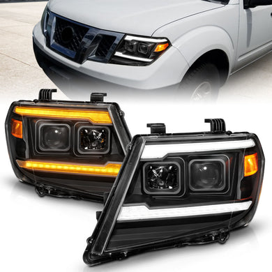 ANZO 09-20 Nissan Frontier Black Projector Plank Style DRL w/ Switchback & Sequential LED DRL