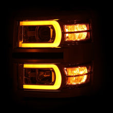 Load image into Gallery viewer, ANZO 14-15 Chevrolet Silverado 1500 Projector Headlights w/ Plank Style Switchback Chrome w/ Amber