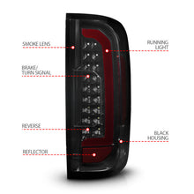 Load image into Gallery viewer, ANZO 15-21 GMC Canyon Full LED Tail Lights w/ Red Lightbar Black Housing Smoke Lens