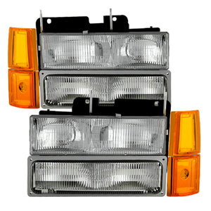 Xtune GMC Yukon 94-99 Headlights w/ Corner & Parking Lights 8pcs Sets - OEM HD-JH-GCK94-OE-C-SET