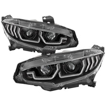 Load image into Gallery viewer, Spyder Honda Civic 16-18 2DR/4DR/Hatchback Headlight Black PRO-YD-HC16PL-SEQ-BK