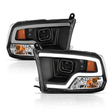 Load image into Gallery viewer, ANZO 09-18 Dodge Ram 1500 Plank Style Projector Headlights Black w/ Halo