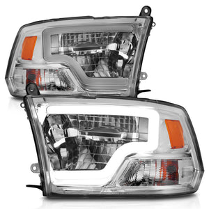ANZO 2009-2020 Dodge Ram 1500 Full LED Square Projector Headlights w/ Chrome Housing Chrome Amber