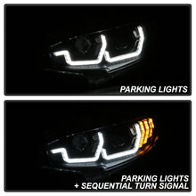 Load image into Gallery viewer, Spyder 16-18 Honda Civic 4Dr w/LED Seq Turn Sig Lights Proj Headlight - Black - PRO-YD-HC16-SEQ-BK