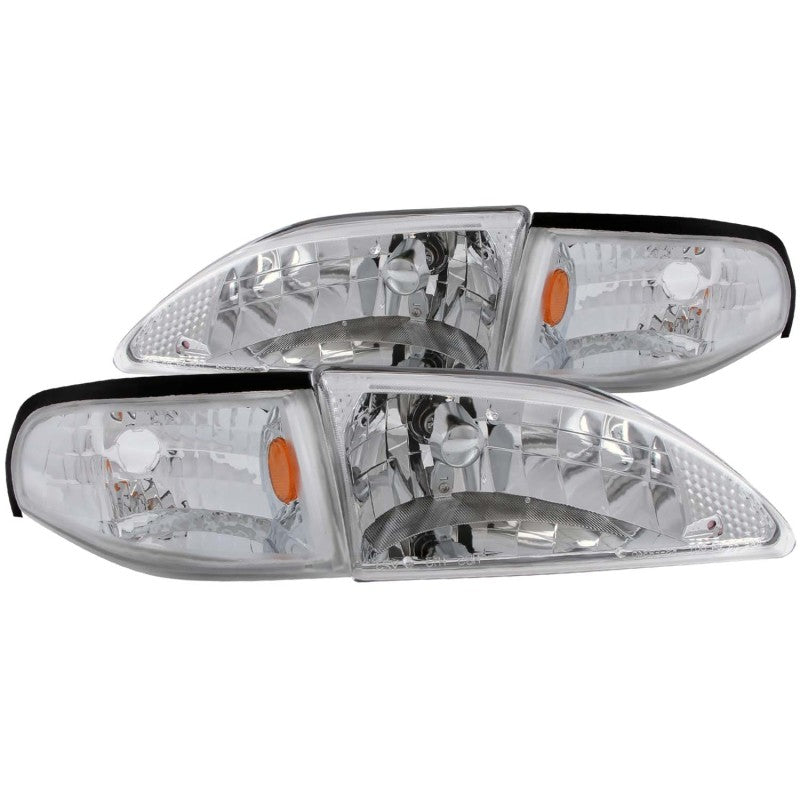 ANZO 1994-1998 Ford Mustang Crystal Headlights Chrome