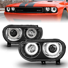 Load image into Gallery viewer, ANZO 2008-2014 Dodge Challenger Projector Headlights w/ Halo Black (CCFL)