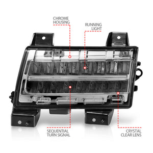 ANZO 2018-2021 Jeep Wrangler LED Side Markers Chrome Housing Clear Lens w/ Sequential Signal