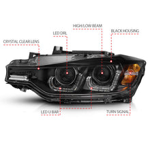 Load image into Gallery viewer, ANZO 2012-2015 BMW 3 Series Projector Headlights w/ U-Bar Black