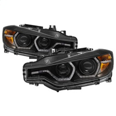 Spyder 12-14 BMW F30 3 Series 4DR Projector Headlights - LED DRL - Black (PRO-YD-BMWF3012-DRL-BK)