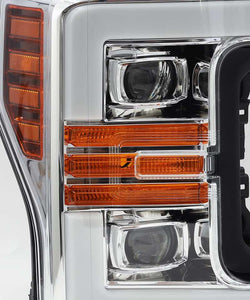 AlphaRex 17-19 Ford F-250 SD PRO-Series Proj Headlights Plank Style Chrome w/Activ Light/Seq Signal