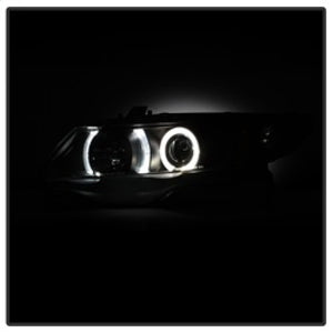 Spyder Honda Civic 06-08 2Dr Projector Headlights LED Halo Black High H1 Low H1 PRO-YD-HC06-2D-HL-BK
