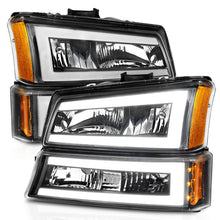 Load image into Gallery viewer, ANZO 2003-2006 Chevrolet Silverado 1500 Crystal Headlights w/ Light Bar Black Housing