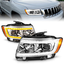 Load image into Gallery viewer, ANZO 11-13 Jeep Grand Cherokee (Factory Halogen Only) Projector Headlights w/Light Bar Swchbk Chrome