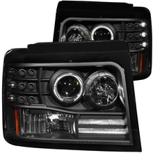 Load image into Gallery viewer, ANZO 1992-1996 Ford F-150 Projector Headlights w/ Halo Black w/ Side Markers and Parking Lights