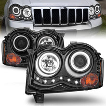 Load image into Gallery viewer, ANZO 2008-2010 Jeep Grand Cherokee Projector Headlights w/ Halo Black (CCFL)