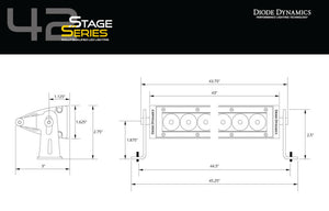 Diode Dynamics 42 In LED Light Bar Single Row Straight - Amber Combo Each Stage Series