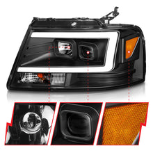 Load image into Gallery viewer, ANZO 2004-2008 Ford  F-150 Projector Headlights w/ Light Bar Black Housing