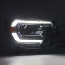 Load image into Gallery viewer, AlphaRex 12-15 Toyota Tacoma LUXX LED Projector Headlights Plank Style Alpha Black w/DRL