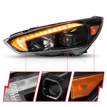 Load image into Gallery viewer, ANZO 15-18 Ford Focus Projector Headlights - w/ Light Bar Switchback Black Housing