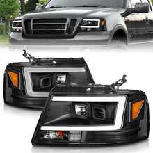 Load image into Gallery viewer, ANZO 2004-2008 Ford  F-150 Projector Headlights w/ Light Bar Black Housing